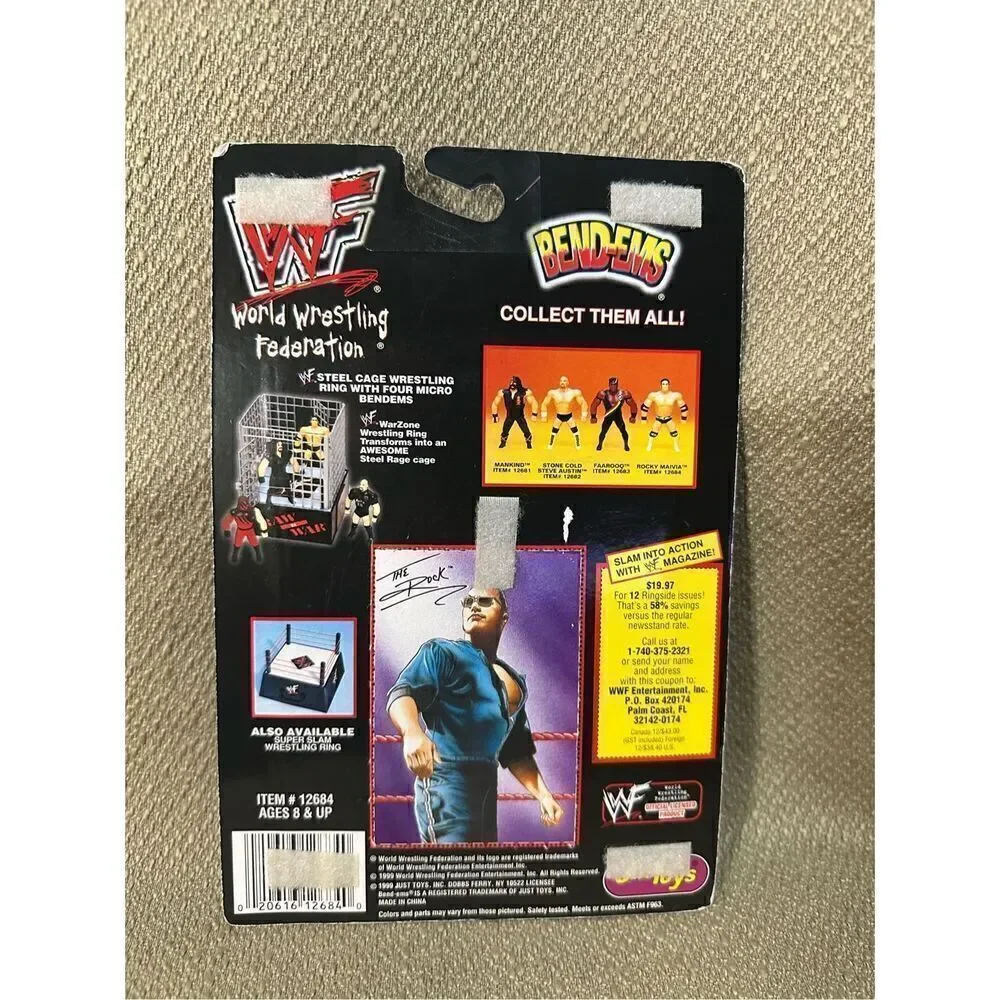 WWF WWE 1999 The Rock Justoys Series V Bend-Ems Wrestling Figure ITEM# 12684